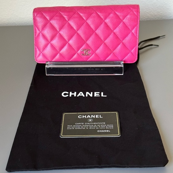 Chanel Bifold Fuchsia / Pink Quilted Caviar Leather Wallet - Picture 16 of 16